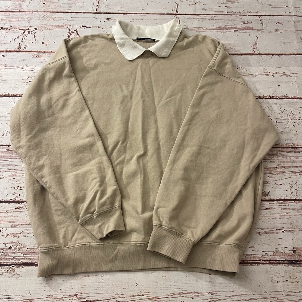 Brandy Melville Sweater Women One Size Beige Preppyβ John Galt Collared